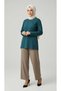 Women's Middle-Aged and Older Women's Seasonal Narcissus Bluz with Circular Neckline, Embroidered Sleeves and Stone Details - 3
