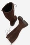 Harpenil Women's Genuine Leather Lace-Up Thick Sole Boots Brown Suede - 5