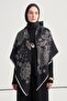 Lace Pattern Norena Wool Shoulder Shawl Black - 4