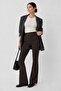 Brown Soft Touch Folded Waist Flare Pants - 8