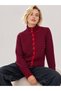 High Neck Buttoned Striped Slim Fit Long Sleeve Soft Textured Knitwear Cardigan Aw26Hi0027 - 3