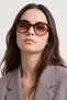 Women's Brown Round Gradient Glass Sunglasses