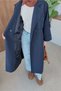 Apolet Detail Long Trench Coat Navy Blue - 4