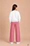 Pink Girls' Bow Patterned Sweatshirt Wide Leg Tracksuit Set 24824 - 4