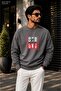 Men's Stay Strong Red Block Printed Cycling Round Neck Casual Sweatshirt