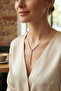Brass Silver Color Zircon Stone Asymmetrical Bar Model Women's Necklace - 2