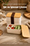 2-Piece 500 ml Rectangular Ribbed Patterned Storage Container with Tape and Bamboo Lid Portable Nutrition Set - 8