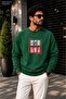 Men's Stay Strong Red Block Printed Cycling Round Neck Casual Sweatshirt