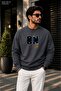 Men's Stay on up Keep Going Blue Stripe Printed Cycling Round Neck Casual Sweatshirt