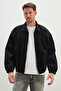 Zippered Polo Collar Velvet Bomber Jacket