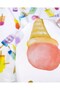 White with Ice Cream Pattern Thin Draped Viscose Voile Woven Fabric for Shirts & Dresses Width: 14 - 7