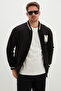 3-Thread Zippered Embroidered College Jacket - 3