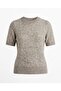 Beige Soft Short Sleeve Knit Sweater - 3