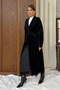 Belted Soft Plush Textured Shawl Long Maxi Cardigan 15206 - Black - 3