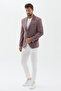 Pessina Men's Burgundy Mono Collar Plaid Slim Fit Polyviscon Fabric Sports Blazer Jacket - 4