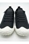 Flexible Black Linen Lace-Up Breathable Comfortable White Sole Style Sneaker Shoes - 2