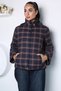Navy Blue Perry Women's Plaid Patterned Seasonal Coat with Detachable Hood and Snap Fasteners on the Front - 4