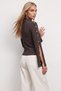 Women's Brown Stand Collar Wrinkled Blouse with Button Accessories on the Sleeves Alc-X15591 - 5