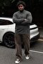 Men's Plus Size Smoked Polo Collar Striped Sweatshirt - 3