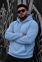 Bery Large Size Men's Hooded Basic Sweatshirt with Two Threaded Kangaroo Pockets - 2