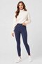 Women's Navy Blue Winter High Waist Scuba Diving Fabric Flexible Daily Sports Leggings with Fleece Inside - 3