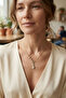 Brass Gold Color Row Zircon Stone Model Women's Necklace - 2