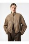 Long Sleeve Pocketed Stand Collar Rubber Detailed Cropped Faux Leather Jacket - 2