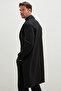Buttoned Double-Breasted Collar Long Cashmere Coat - 8