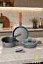 Granite Cast Iron Mini Pan Milk Pot Set with Glass Lid Gray 16 cm - 3