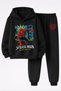 Spider Man Printed 3-Yarn Quality Sweatshirt and Trackpants Children's Top-Bottom Set