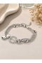 Women's Steel Bracelet with Heart Figure, Multi-Chain and Ring Detail, Stylish Accessory - 3