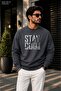 Men's Stay Cool Always Happy Typography Printed Cycling Round Neck Casual Sweatshirt