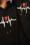 Black Embossed Printed Hooded Couple's Matching Double Sweatshirt (Fits Sizes S-M-L.) - 3
