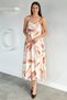 Cream Tile Patterned Women's Dress with Tie Straps - 4