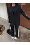 Striped Side Details, Oversized Cut, Single Button, Vip Series, Tok Casual Fabric Blazer Jacket, Wide Leg Pants with Elastic Waist, Two-Piece Matching Set
