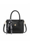 Women's Black Shawl Detailed Shoulder and Hand Bag with Adjustable Long Strap, Double Compartment