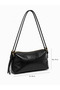 Women's Double Strap Zippered Shoulder Bag - Black - 2