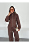 Suede Stand Collar Zipper Jacket and Trouser Set with Detailed Cuffs - 6