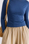 Women's Crop Bodycone Long Sleeve Blue Blouse - 5