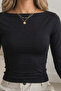 Women's Off-Shoulder Slim Knitted Black Blouse - 6