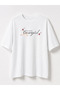 Women's Oversize White Cowgirl Printed T-Shirt - 5