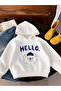 3 Yarn Combed Cotton Hello Printed Unisex Children's Hooded Sweat Wq5