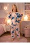 Girl's Set Blue Alien Character Printed Long Sleeve Pink - 2