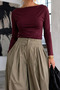 Women's Gabardine Cotton Casual Burgundy Blouse - 5