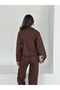 Suede Stand Collar Zipper Jacket and Trouser Set with Detailed Cuffs - 8