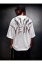 Men's White Vein Printed Oversize Tshirt - 2