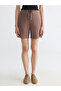 Lcwaikiki Basic Brown Elastic Waist Soft Touch Women's Shorts - 2