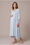 Women's Blue Full-Length Lace Maternity Nightgown Set with Long Sleeves and Dressing Gown for Easy Breastfeeding - 2