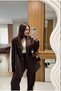 Striped Side Details, Oversized Cut, Single Button, Vip Series, Tok Casual Fabric Blazer Jacket, Wide Leg Pants with Elastic Waist, Two-Piece Matching Set - 2