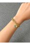Women's Stainless Steel Blue Charms Gold Color Chain Bracelet - 3